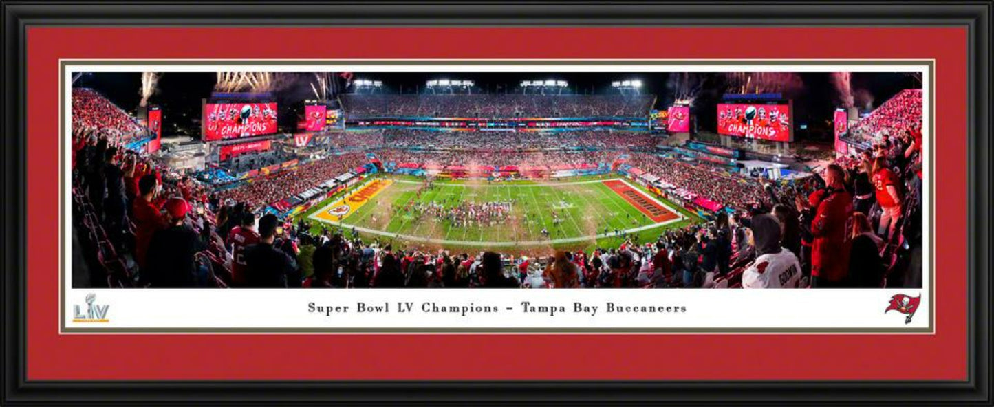 2021 Super Bowl LV Champions Panoramic Poster - Tampa Bay Buccaneers by Blakeway Panoramas