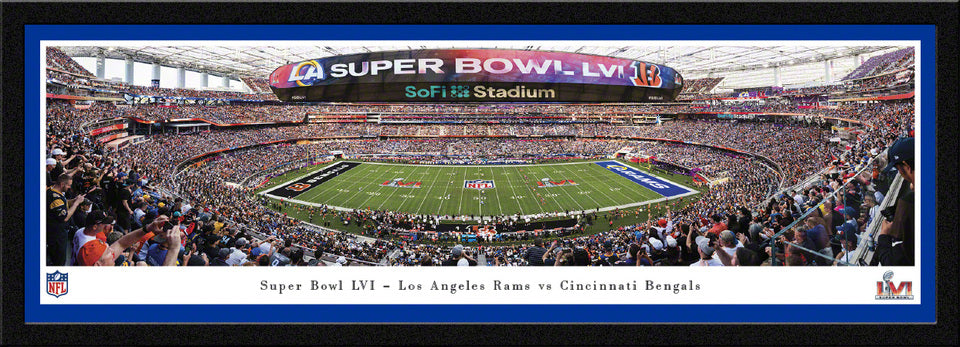 2022 Super Bowl LVI Kickoff Panoramic Poster - Los Angeles Rams vs. Cincinnati Bengals by Blakeway Panoramas