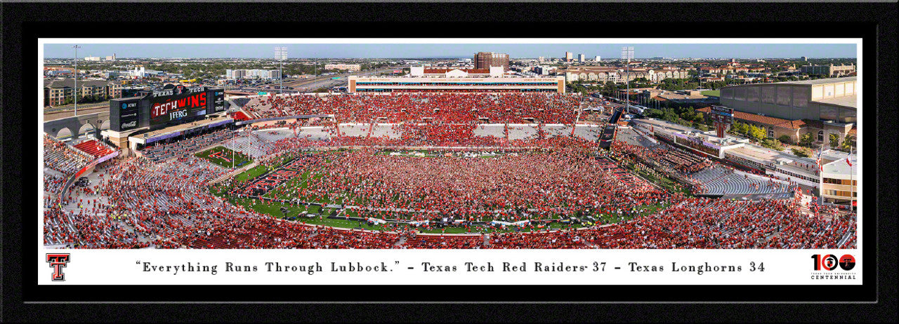 Texas Tech Red Raiders Field Storming Panoramic Picture - Jones AT&T Stadium Fan Cave Decor by Blakeway Panoramas