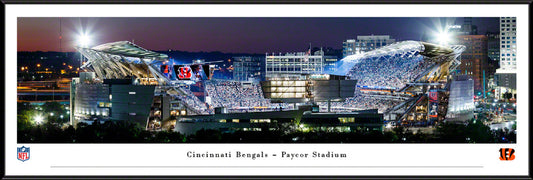 Cincinnati Bengals - Paycor Stadium at Dusk Fan Cave Wall Decor Panoramic Picture by Blakeway Panoramas