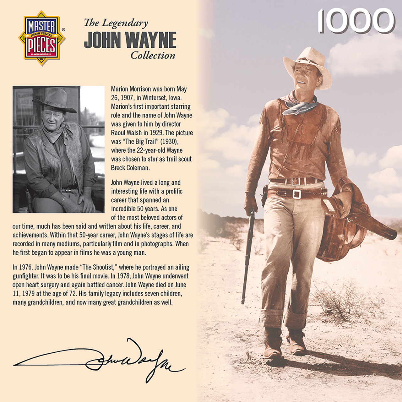 John Wayne America's Cowboy 1000 Piece Jigsaw Puzzle by Masterpieces