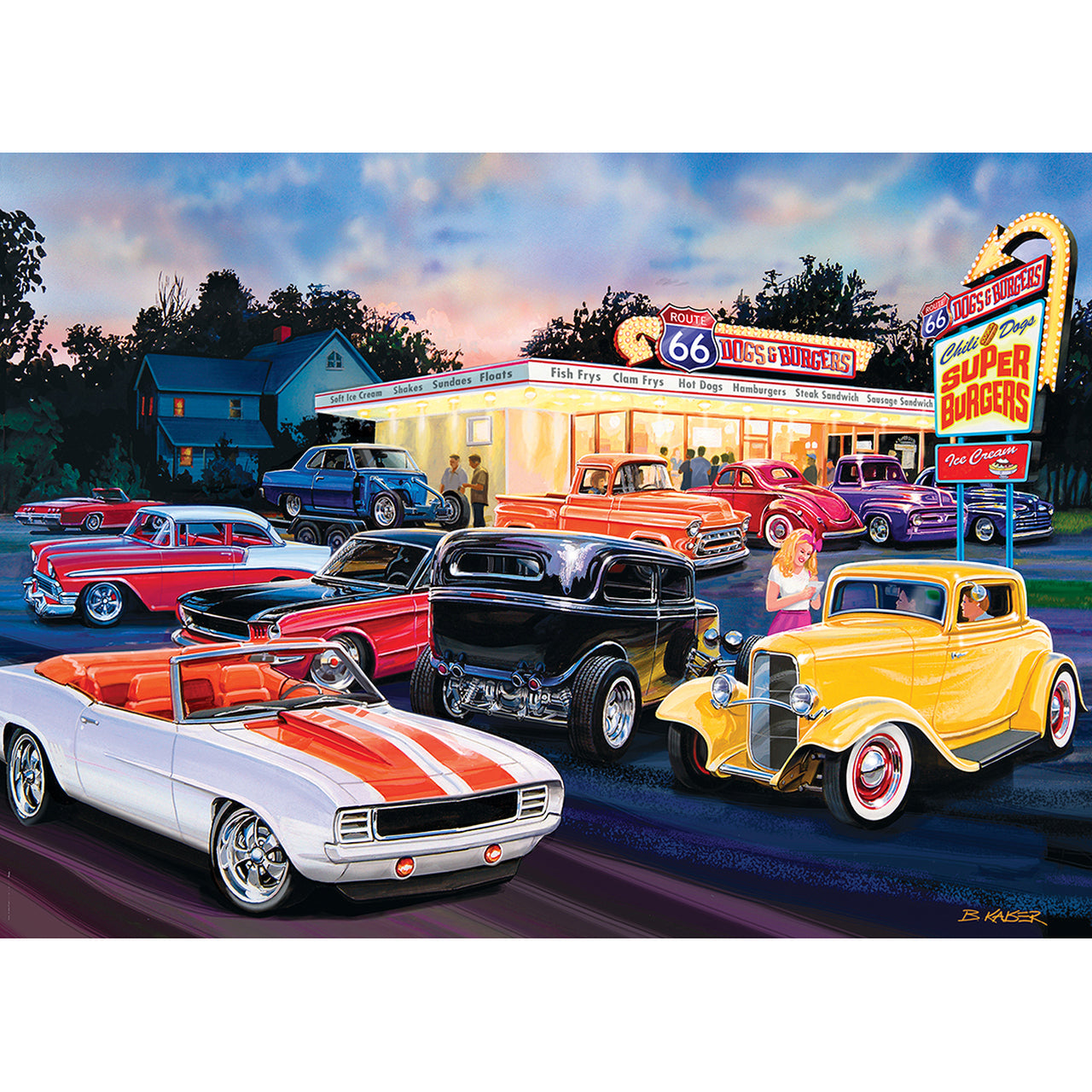 Cruisin' Route 66 - Dogs & Burgers 1000 Piece Jigsaw Puzzle by MasterPieces