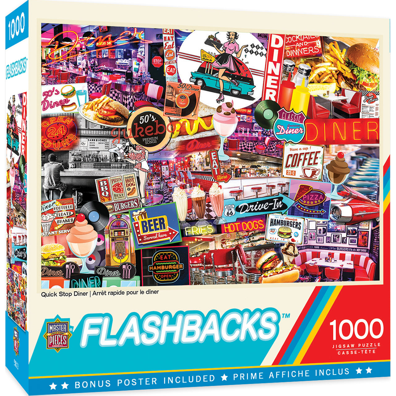 Flashbacks Quick Stop Diner 1000 Piece Jigsaw Puzzle by Masterpieces