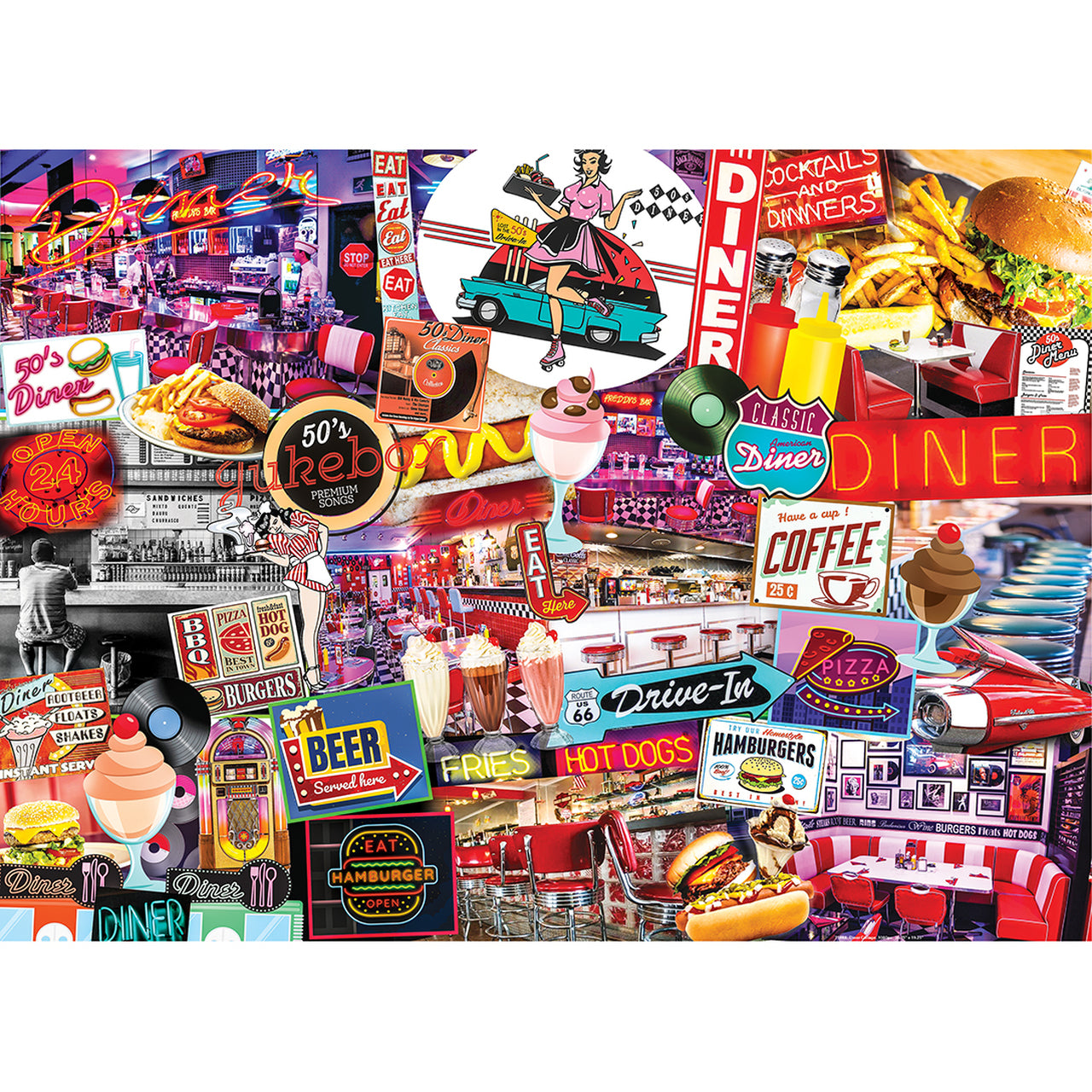 Flashbacks Quick Stop Diner 1000 Piece Jigsaw Puzzle by Masterpieces
