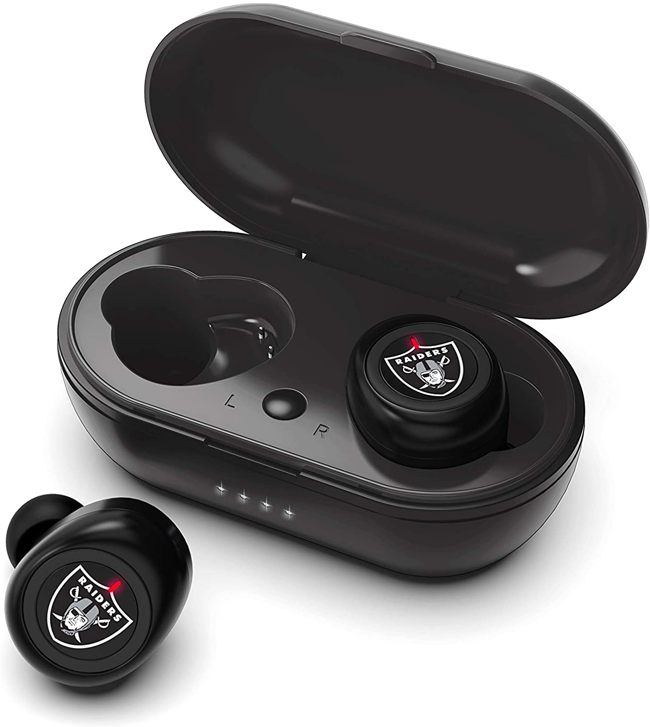 Las Vegas Raiders True Wireless Bluetooth Earbuds w/Charging Case by Prime Brands