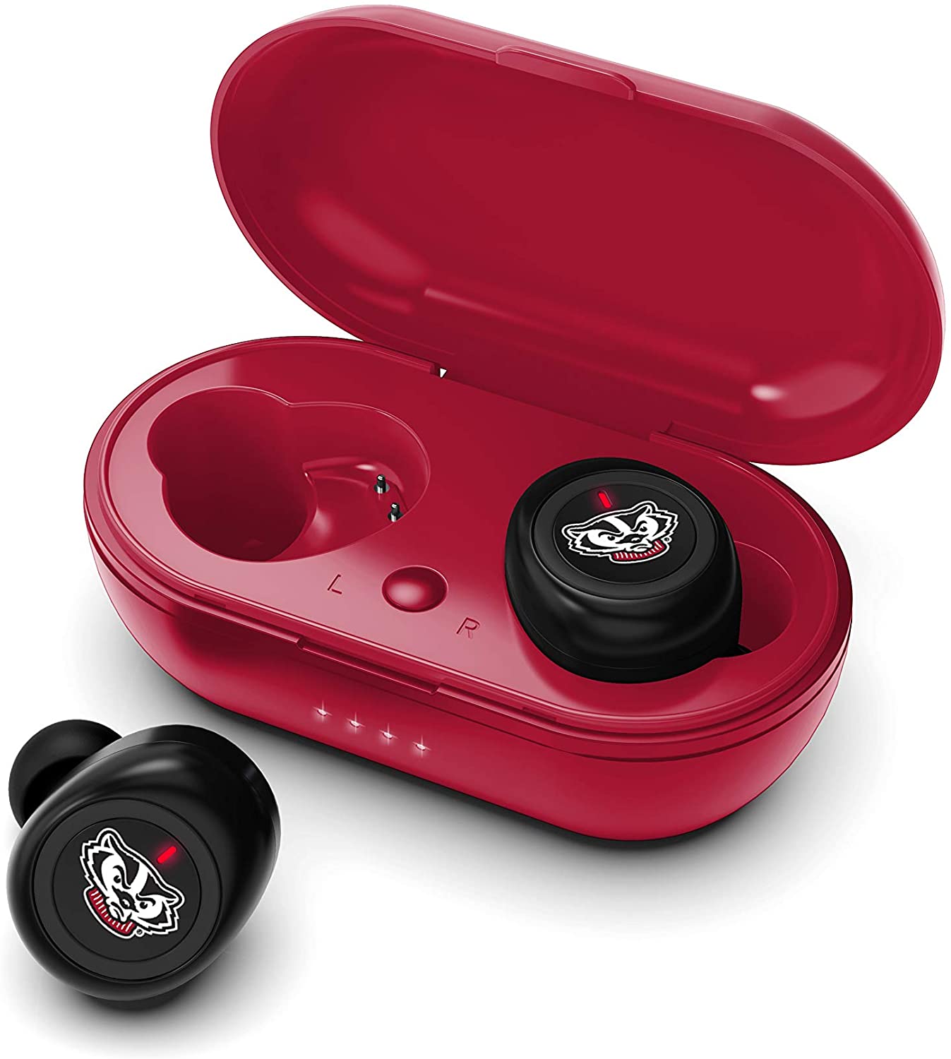 Wisconsin Badgers True Wireless Bluetooth Earbuds w/Charging Case by Prime Brands