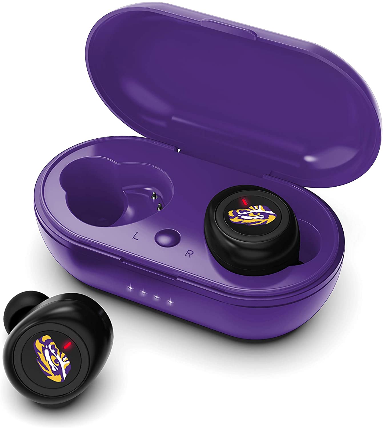 LSU Tigers True Wireless Bluetooth Earbuds w/Charging Case by Prime Brands