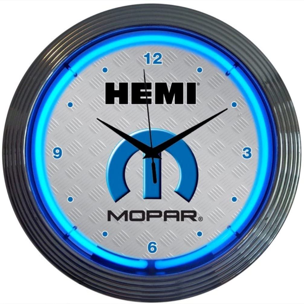 Mopar Hemi 15" Blue Neon Wall Clock by Neonetics