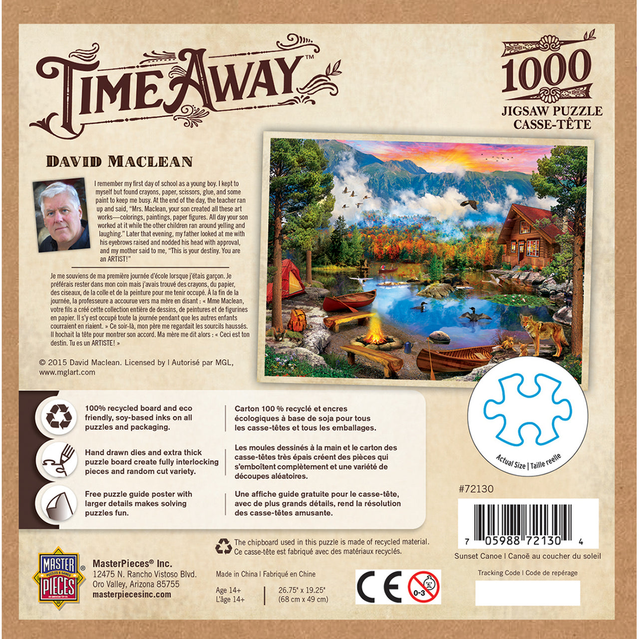 Time Away - Sunset Canoe 1000 Piece Jigsaw Puzzle by Masterpieces