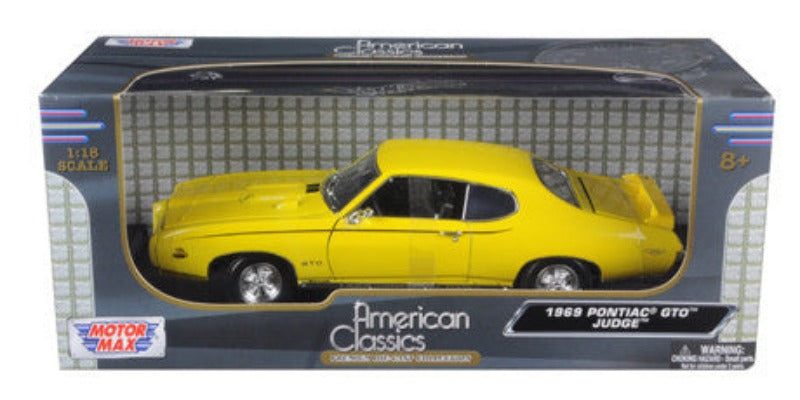 1969 Pontiac GTO Judge Yellow 1/18 Diecast Model Car by Motormax
