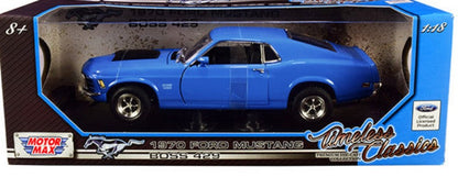 1970 Ford Mustang Boss 429 Dark Blue "Timeless Classics" Series 1/18 Diecast Model Car by Motormax