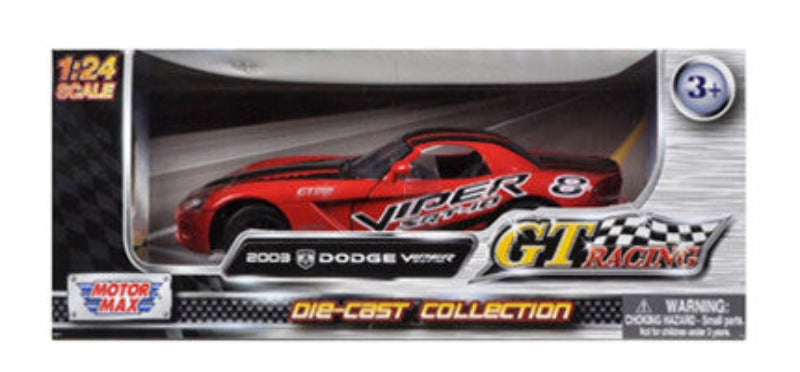 2003 Dodge Viper SRT-10 #8 Red with Black Stripes "GT Racing" Series 1/24 Diecast Model Car by Motormax