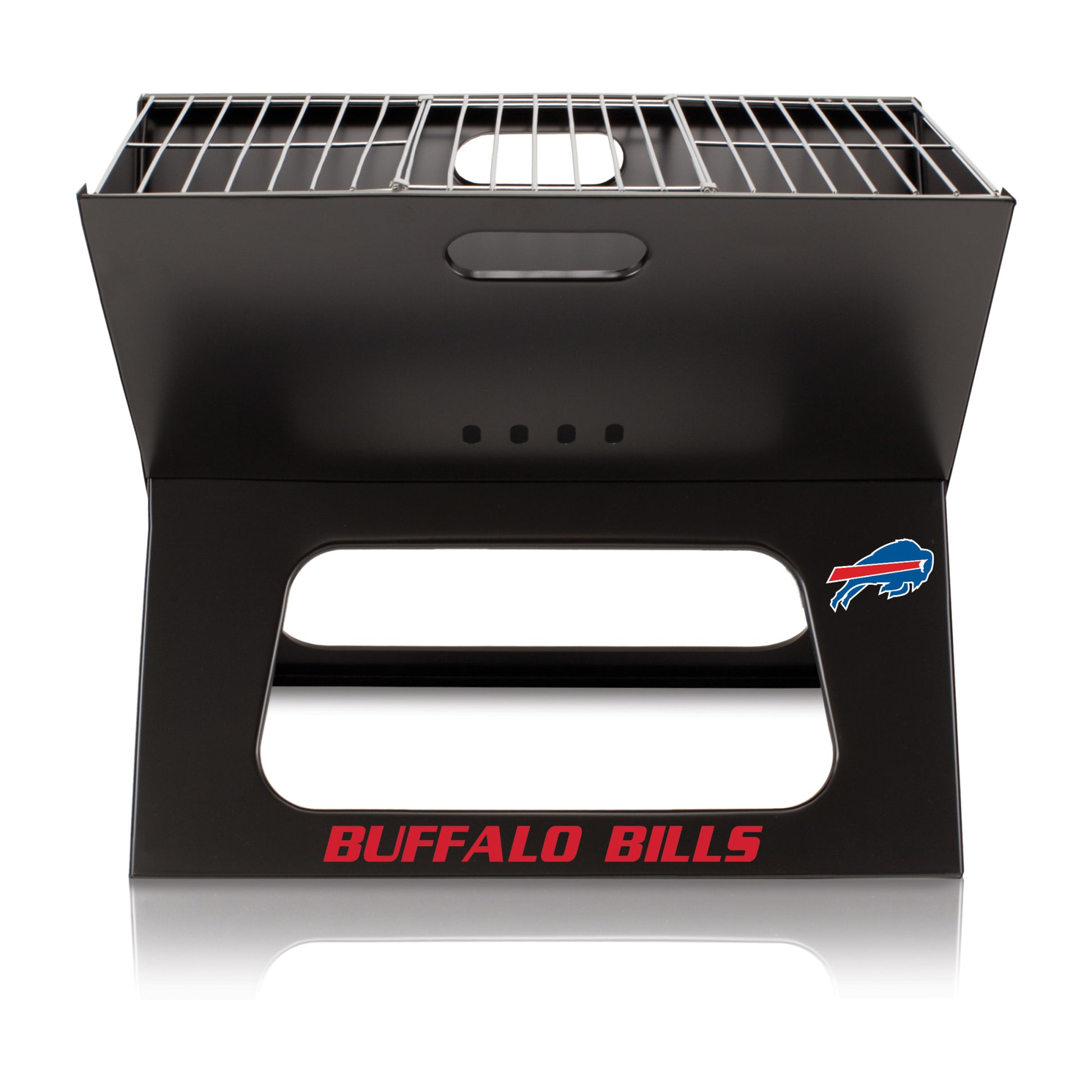 Buffalo Bills X-Grill Portable Charcoal BBQ Grill – 19"x12"x16", 203.5 sq. in., easy to assemble, durable tote, free shipping.