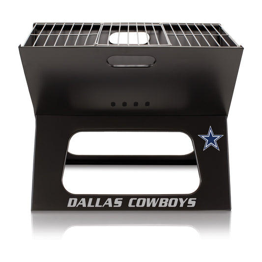 Dallas Cowboys NFL black portable charcoal grill great for tailgating by Picnic Time 