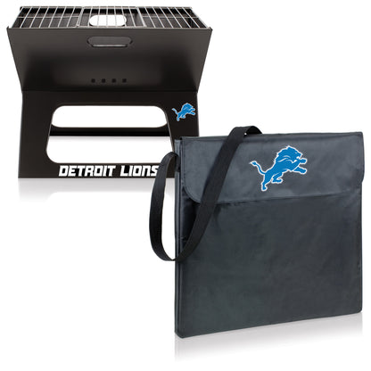 Detroit Lions - X-Grill Portable Charcoal BBQ Grill, (Black) by Picnic Time