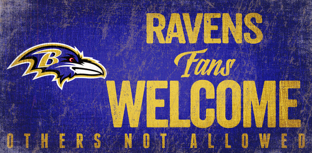 Baltimore Ravens Fans Welcome 6" x 12"  Sign by Fan Creations