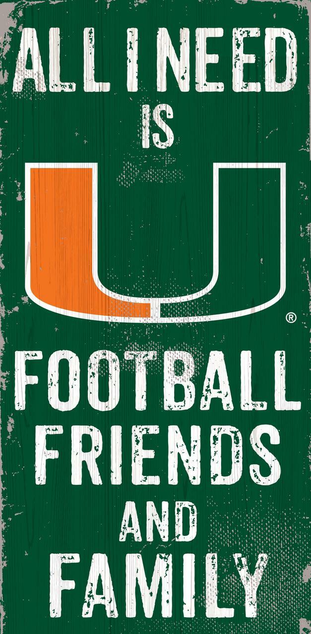 Miami Hurricanes 6" x 12" Football Friends and Family Sign by Fan Creations