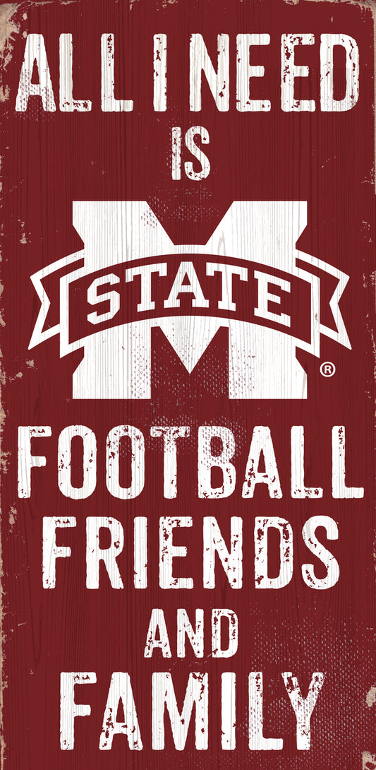 Mississippi State Bulldogs 6" x 12" Football Friends and Family Sign by Fan Creations