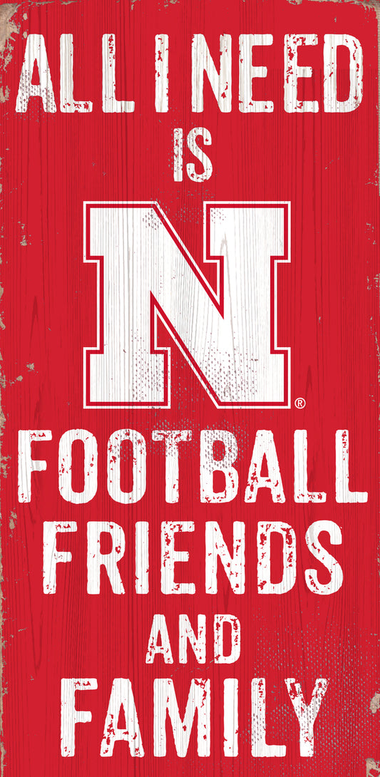 Nebraska Cornhuskers 6" x 12" Football Friends and Family Sign by Fan Creations