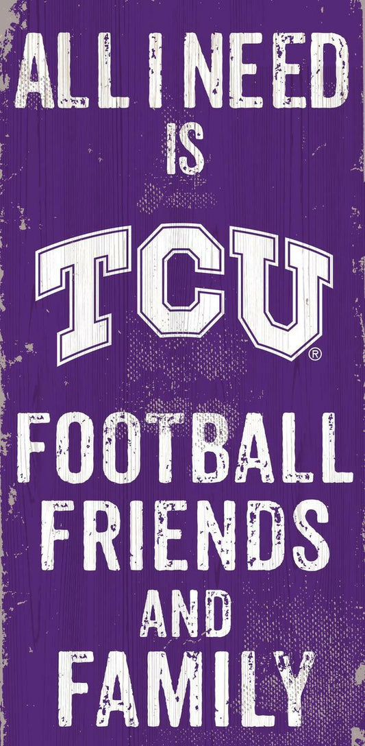TCU Horned Frogs 6" x 12" Football Friends and Family Sign by Fan Creations