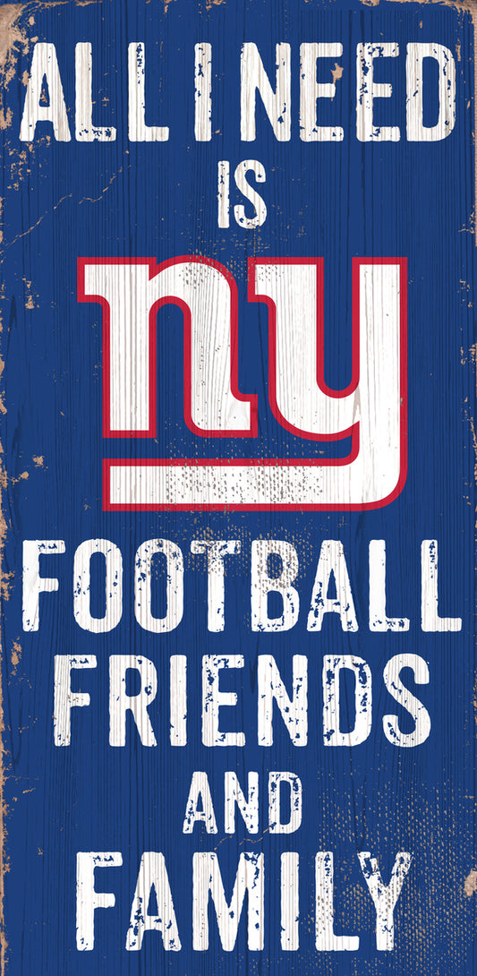 New York Giants 6" x 12" Football Friends and Family Sign by Fan Creations