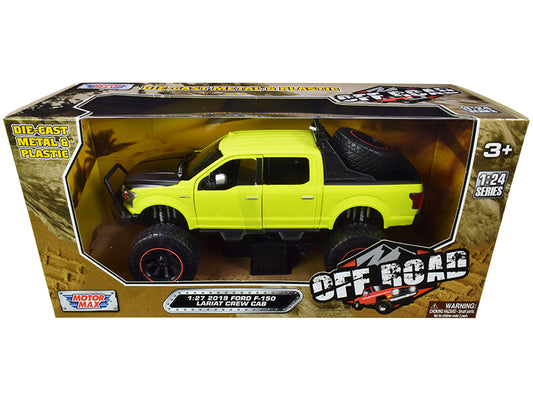 2019 Ford F-150 Lariat Crew Cab Pickup Truck Off Road Bright Green 1/27 Diecast Model Truck by Motormax