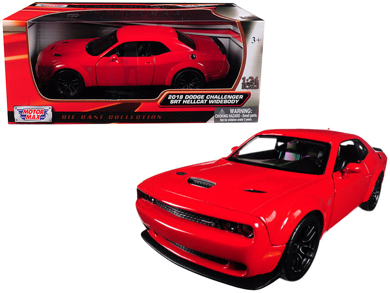 Motormax 2018 Dodge Challenger SRT Hellcat Widebody: 1/24 scale diecast, opening doors, detailed.