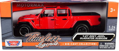 2021 Jeep Gladiator Rubicon (Open Top) Pickup Truck Red 1/24-1/27 Diecast Model Car by Motormax