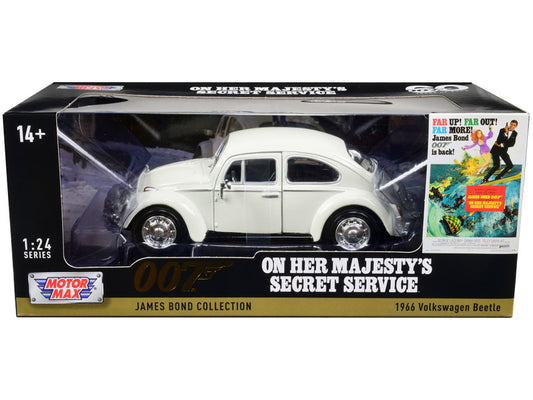1966 Volkswagen Beetle White James Bond 007 "On Her Majesty's Secret Service" Movie "James Bond Collection" Series 1/24 Diecast Car by Motormax