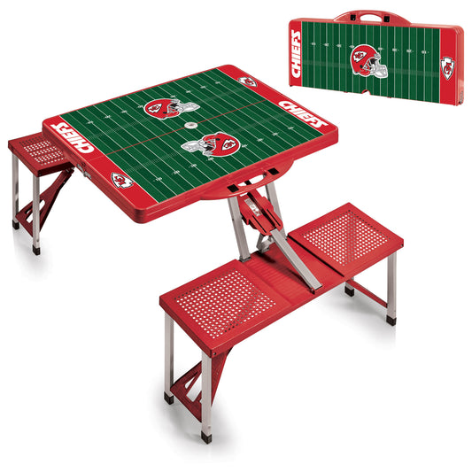 Kansas City Chiefs Portable Camping / Picnic / Tailgating Red Folding Table with Seats by Picnic Time