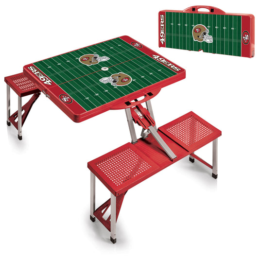 San Francisco 49ers Portable Camping / Picnic / Tailgating Folding Table with Seats by Picnic Time