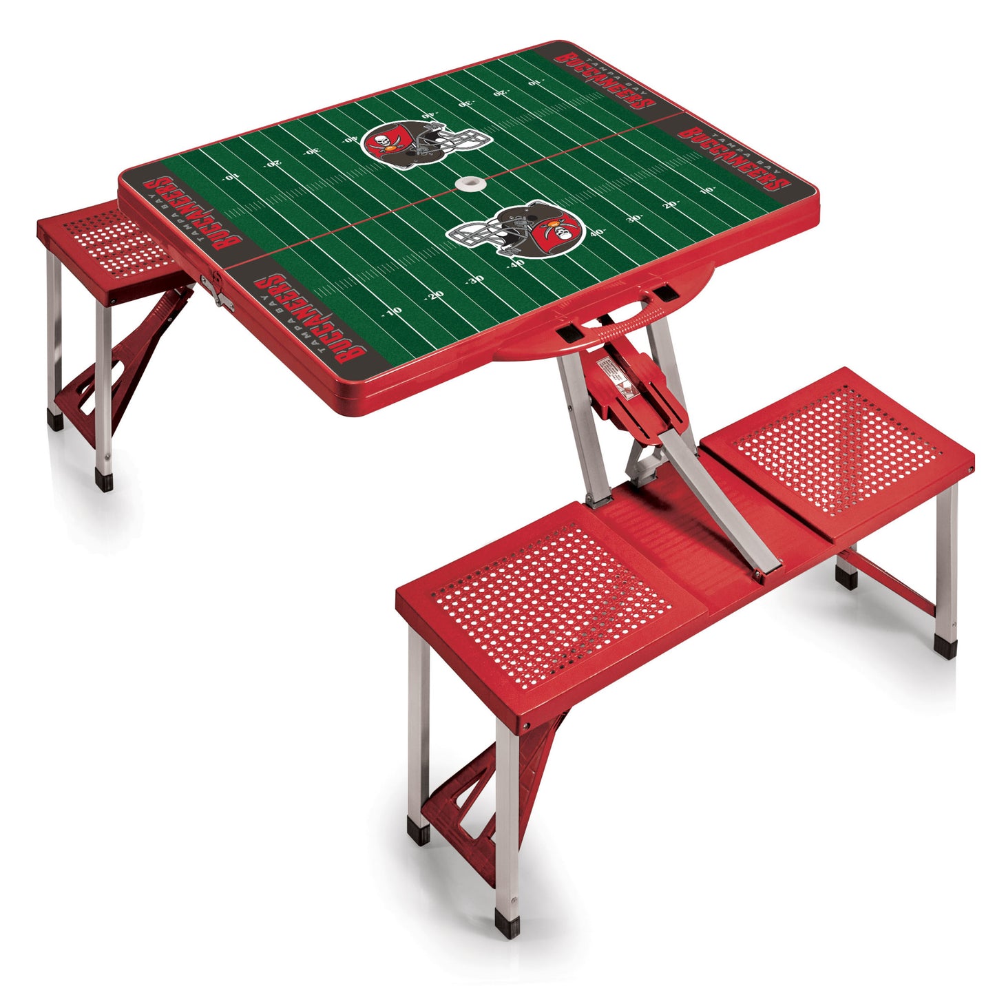 Tampa Bay Buccaneers Portable Camping / Picnic / Tailgating Red Folding Table with Seats by Picnic Time