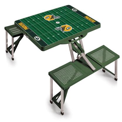 Green Bay Packers Portable Camping / Picnic / Tailgating Folding Table with Seats by Picnic Time