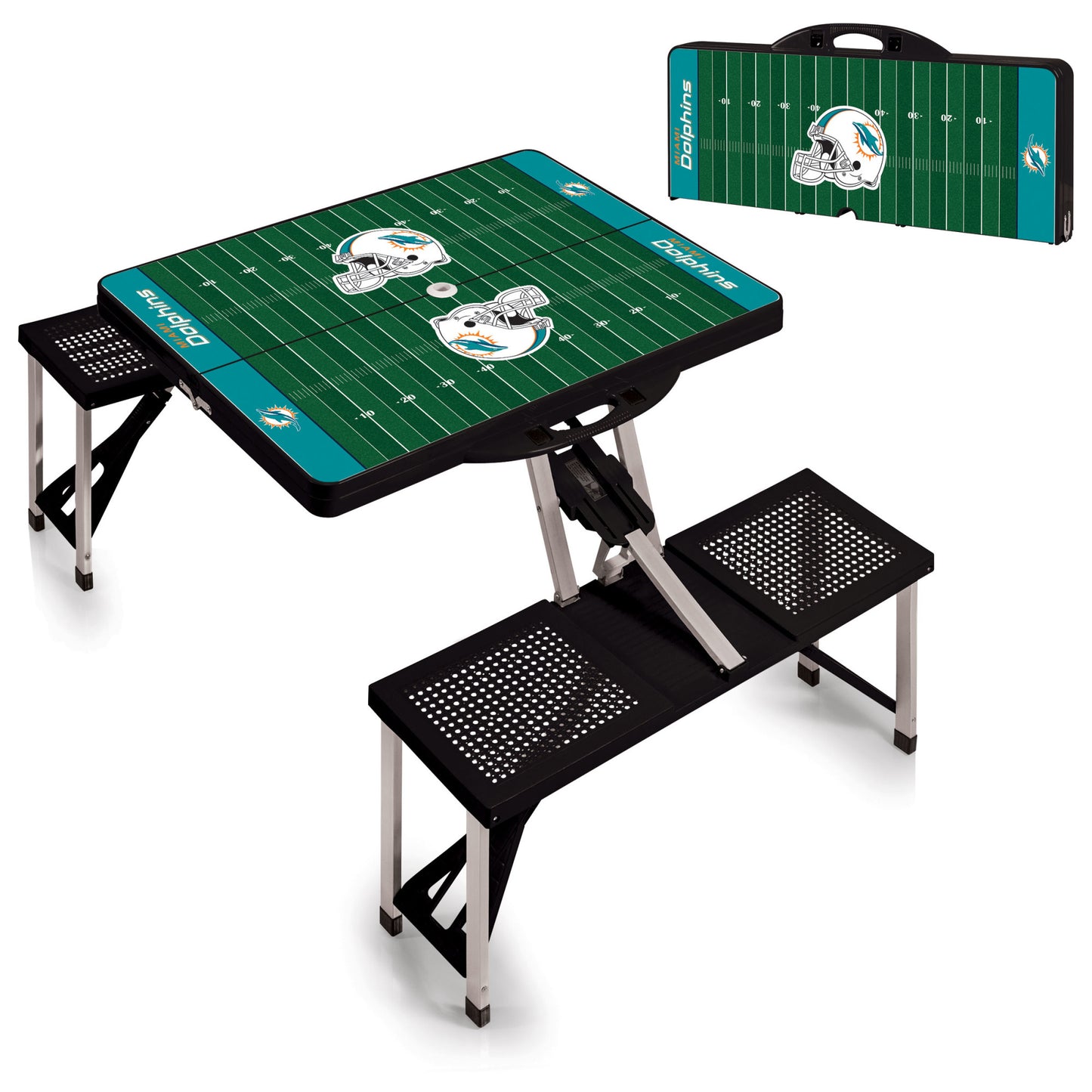 Miami Dolphins Portable Camping / Picnic / Tailgating Folding Table with Seats by Picnic Time