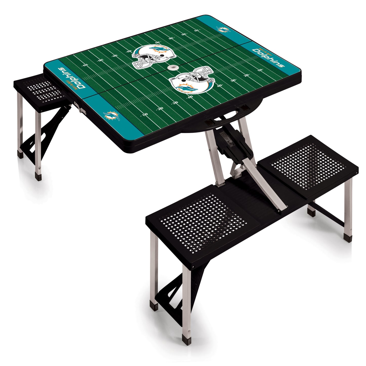 Miami Dolphins Portable Camping / Picnic / Tailgating Folding Table with Seats by Picnic Time