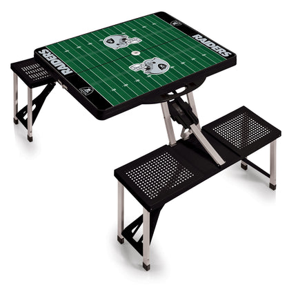 Las Vegas Raiders Portable Camping / Picnic / Tailgating Folding Table with Seats by Picnic Time