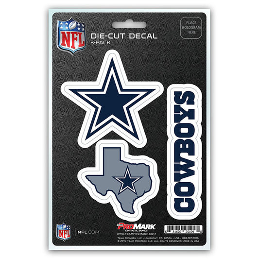Dallas Cowboys 3 pack Die Cut Team Decals by Team Promark