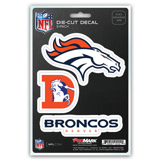 Denver Broncos 3 pack Die Cut Team Decals by Team Promark