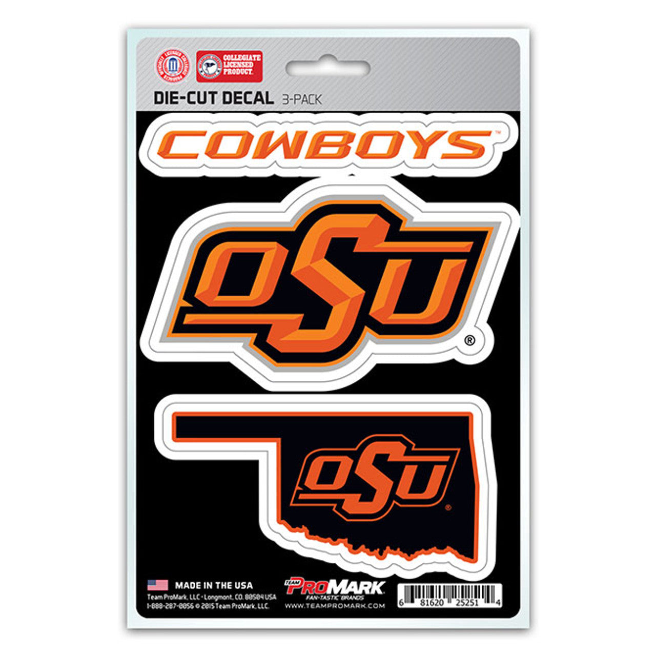 Oklahoma State Cowboys 3 pack Die Cut Team Decals by Team Promark