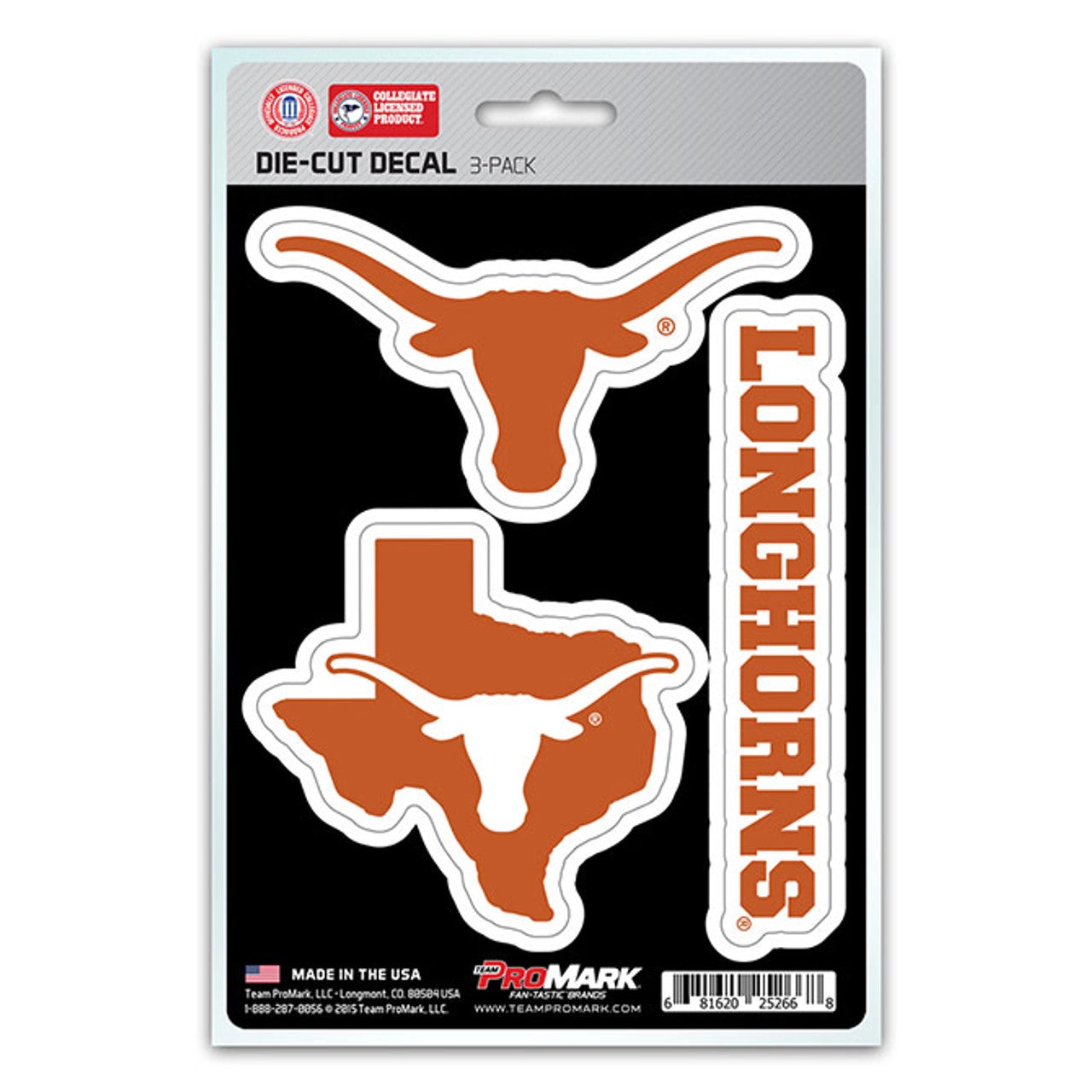 Texas Longhorns 3 pack Die Cut Team Decals by Team Promark