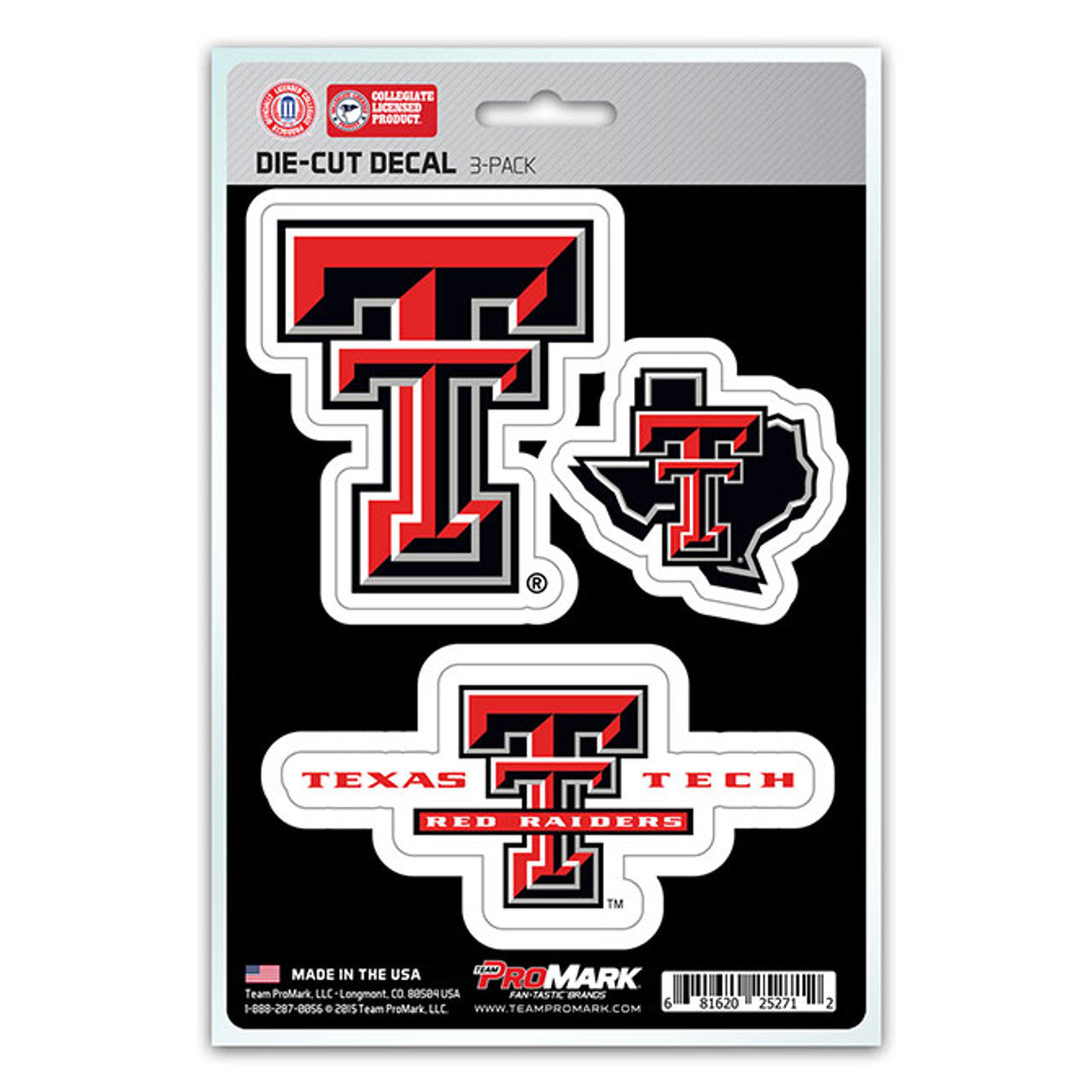 Texas Tech Red Raiders 3 pack Die Cut Team Decals by Team Promark