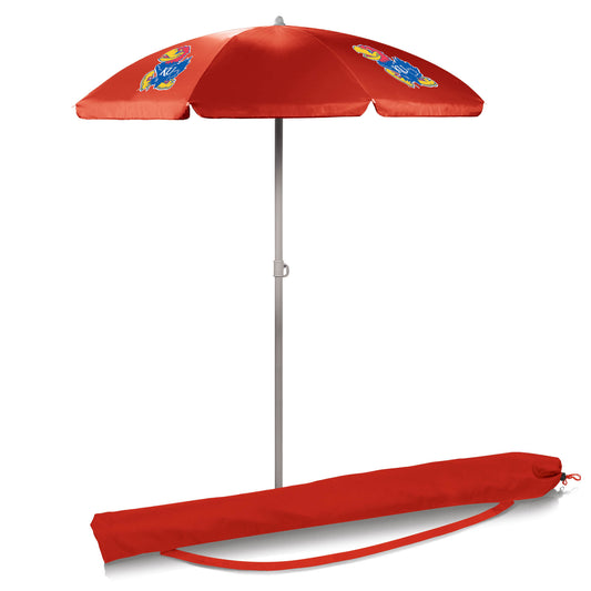 Kansas Jayhawks 5.5' Portable Red Beach Umbrella by Picnic Time