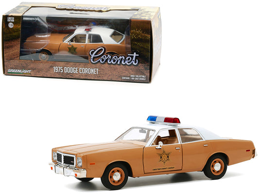 1975 Dodge Coronet Brown with White Top "Choctaw County Sheriff" 1/24 Diecast Model Car by Greenlight why