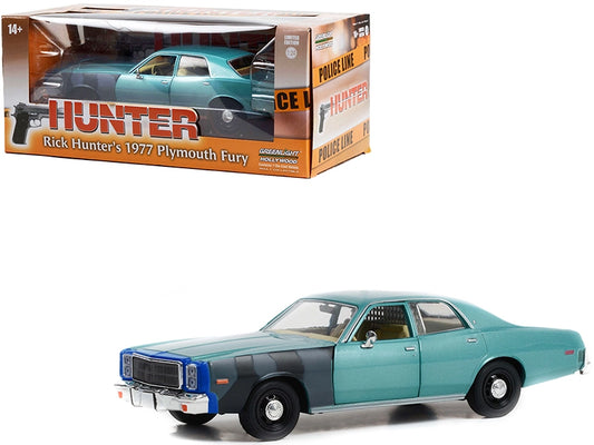 1977 Plymouth Fury Unrestored Turquoise Metallic (Sergeant Rick Hunter's) "Hunter"  TV Series "Hollywood Series" 1/24 Diecast Car by Greenlight