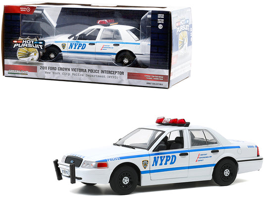2011 Ford Crown Victoria Police Interceptor "New York City Police Department" (NYPD) White "Hot Pursuit" Series 1/24 Diecast Model Car by Greenlight