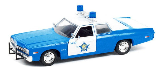 1974 Dodge Monaco Blue and White CPD "Chicago Police Department" (Illinois) "Hot Pursuit" Series 1/24 Diecast Model Car by Greenlight