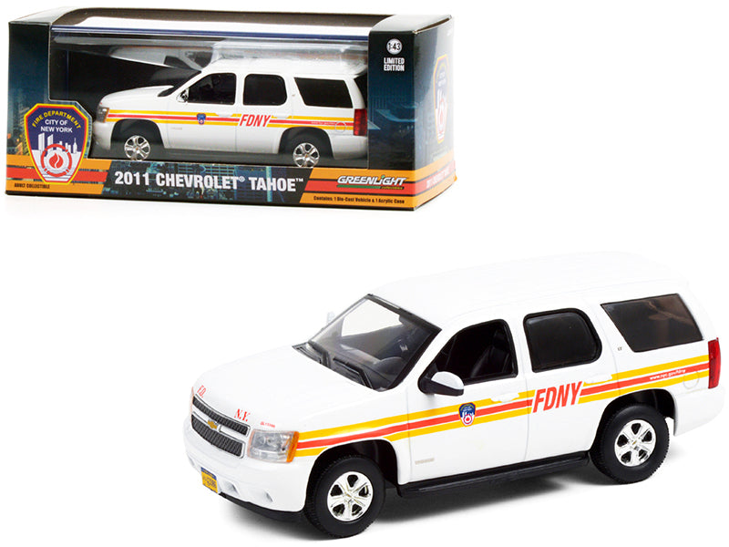 2011 Chevrolet Tahoe White with Stripes FDNY "Fire Department City of New York" 1/43 Diecast Model Car by Greenlight