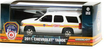 2011 Chevrolet Tahoe White with Stripes FDNY "Fire Department City of New York" 1/43 Diecast Model Car by Greenlight