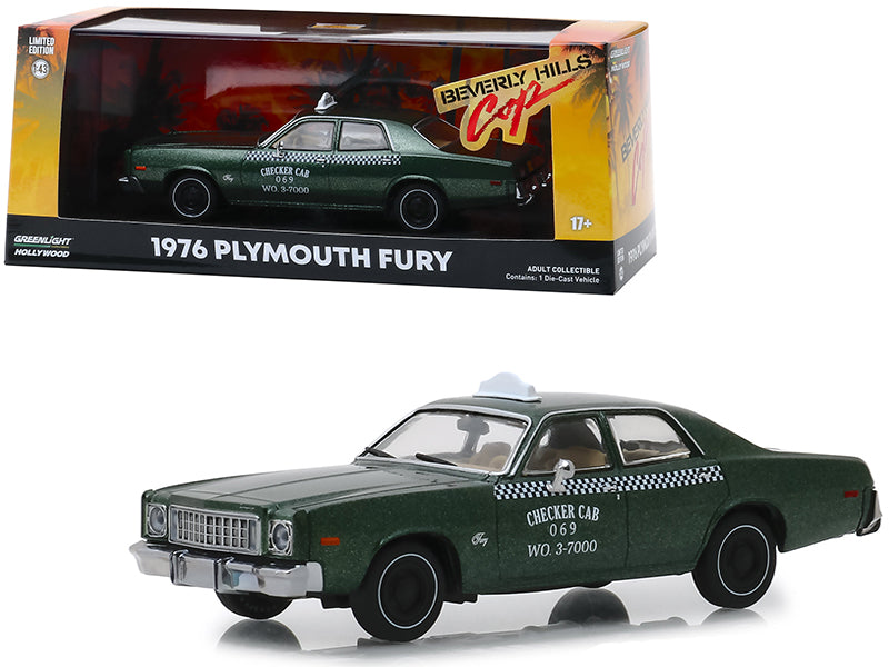1976 Plymouth Fury Taxi "Checker Cab" Metallic Green "Beverly Hills Cop" (1984) Movie 1/43 Diecast Car