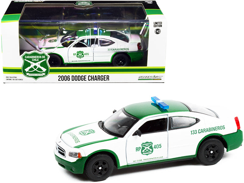 2006 Dodge Charger Police Car White and Green "Carabineros de Chile" 1/43 Diecast Model Car by Greenlight